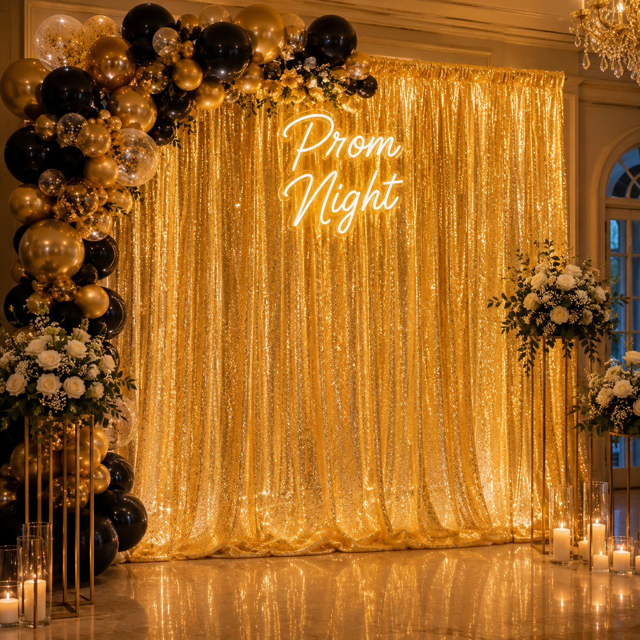 Gold Sequin Fabric Backdrop Curtain