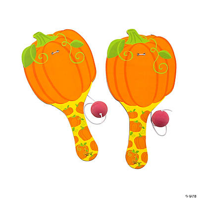 Pumpkin Paddle Ball Games - 12 Pack