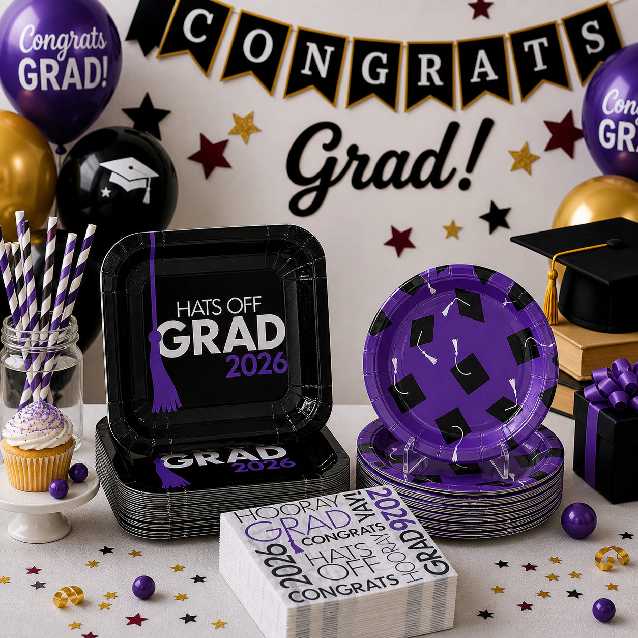 200 Pc. Purple Grad 2026 Party Pack for 50