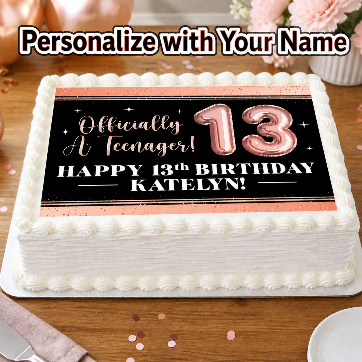 13th Birthday Girl Personalizable Cake Edible Icing