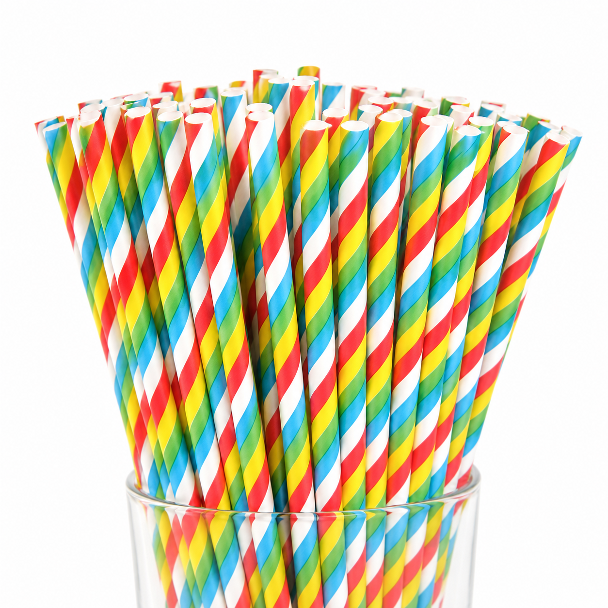 Rainbow Striped Sturdy Straws - 80 PK