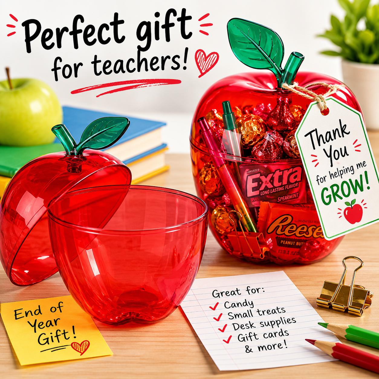 Teacher Red Apple Gift Container