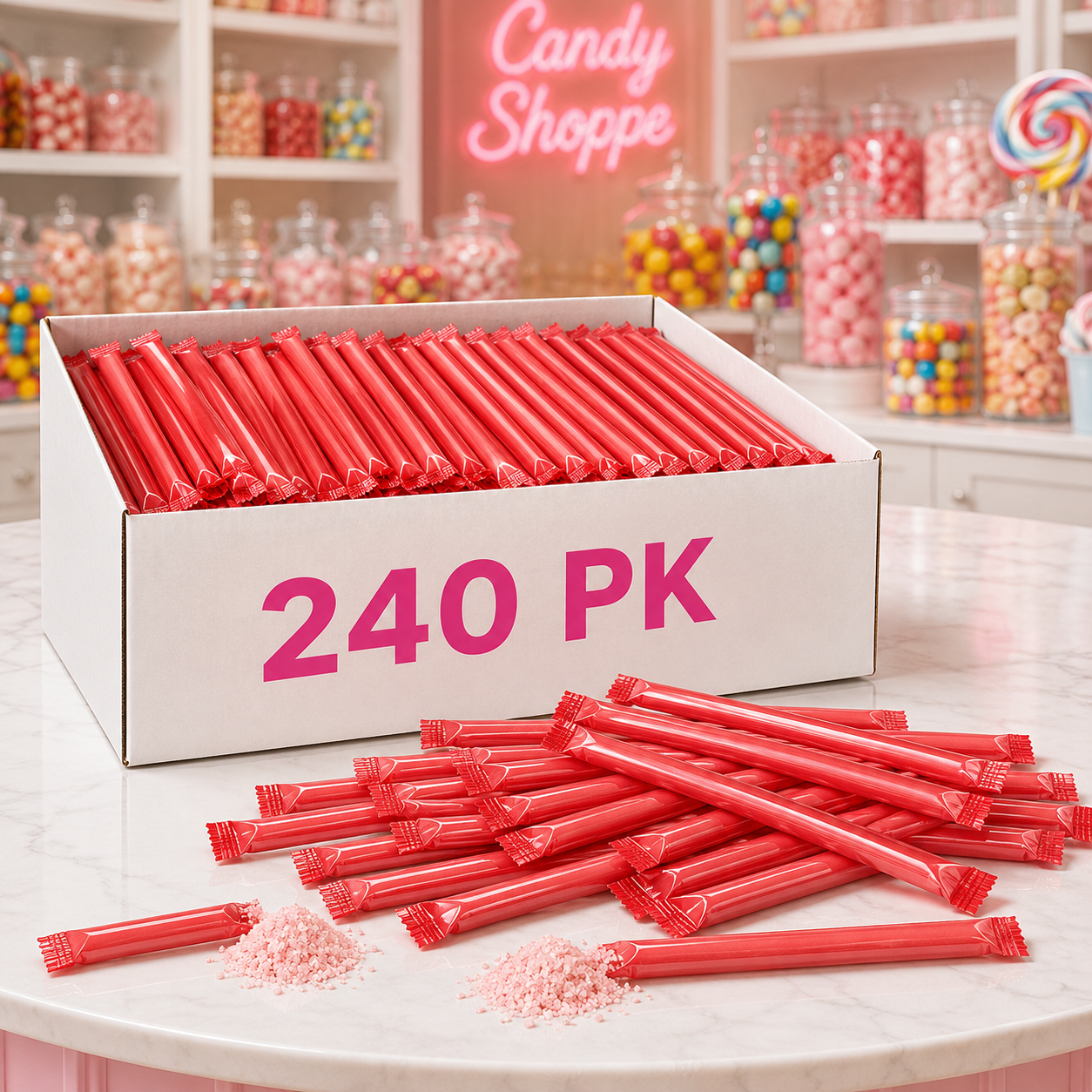 Red Candy-Filled Straws - 240 Pk