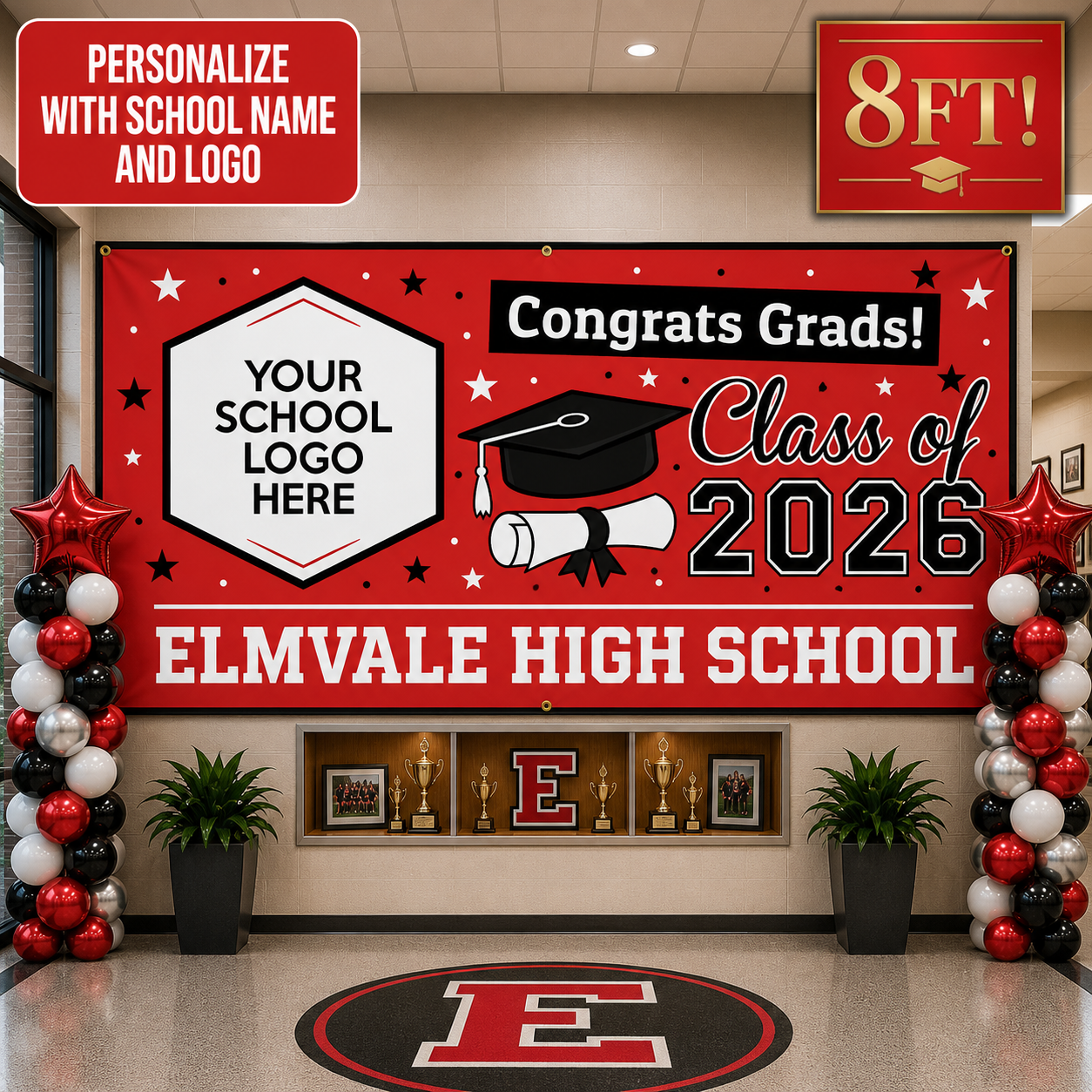 Grad Red 2 PERSONALIZED Gigantic 8FT Vinyl Keepsake Banner