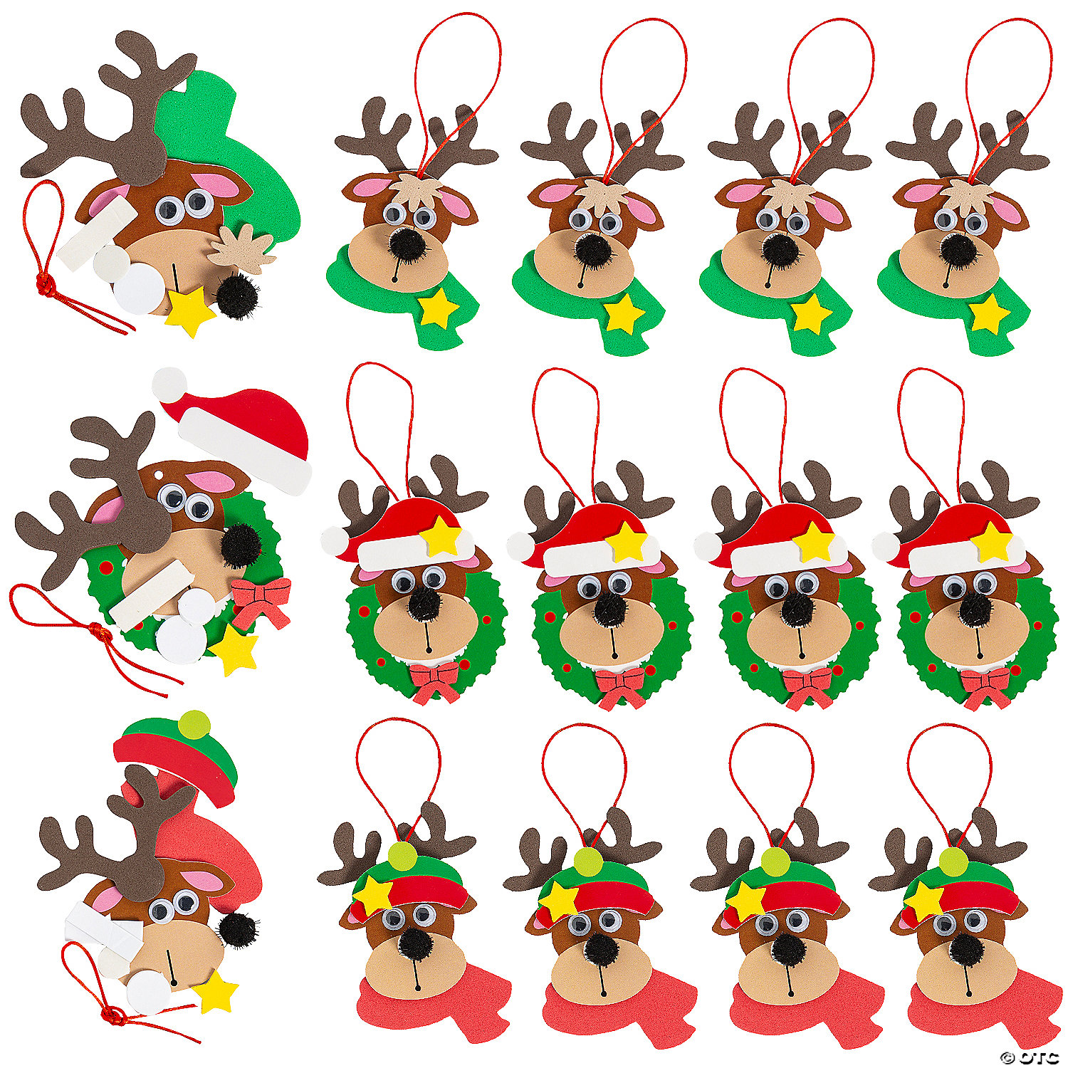 Reindeer Christmas Ornament Craft Kits- 12 Kits