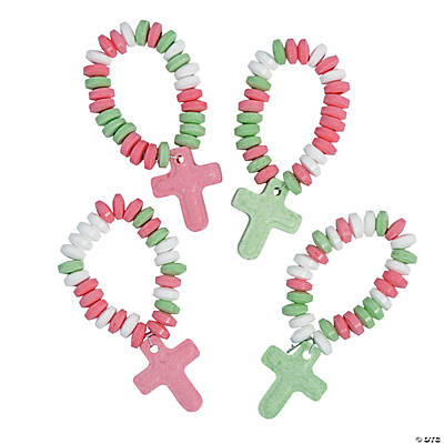 Wrapped Cross Christmas Candy Bracelets - 12 Pack