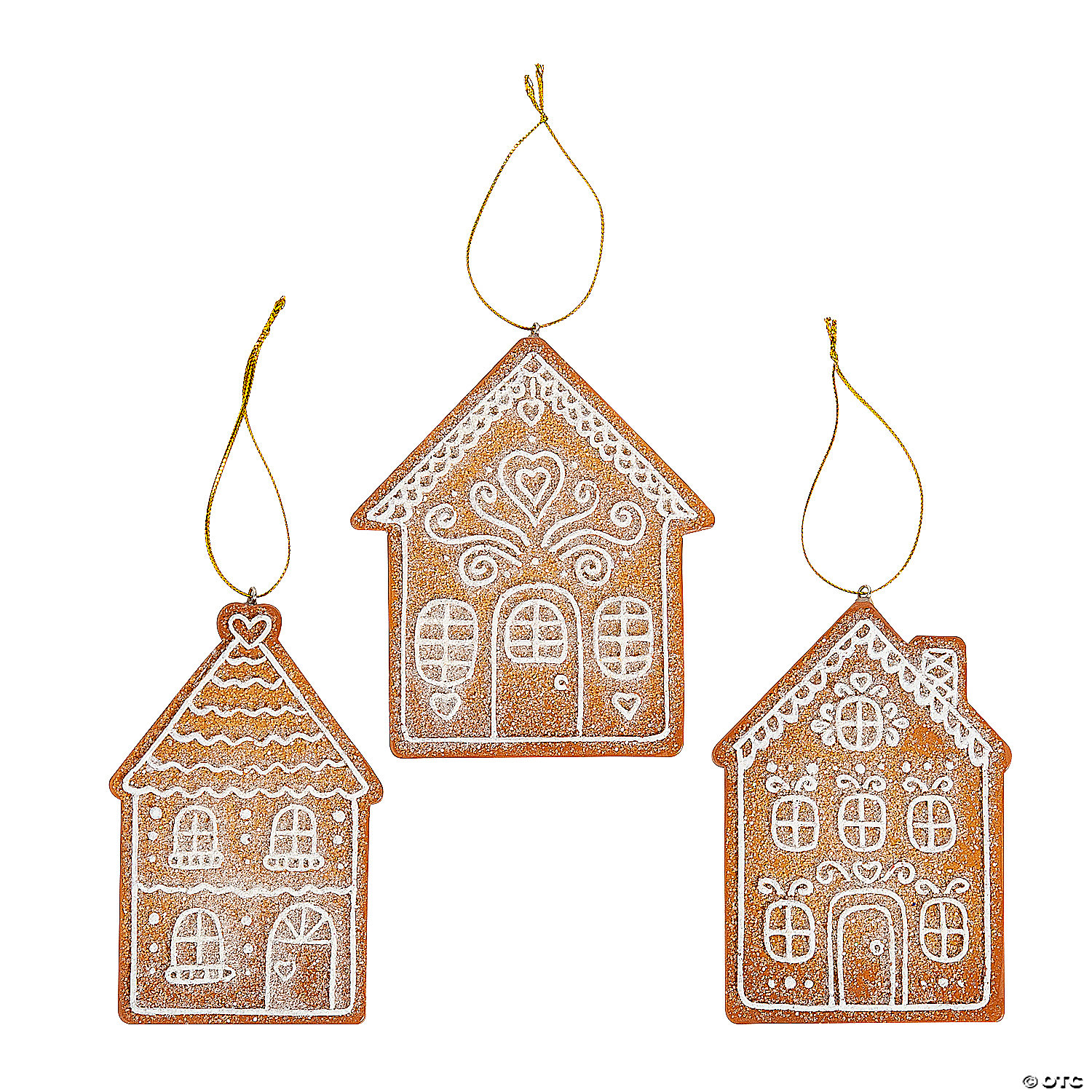 Gingerbread Elevated Glitter Christmas Ornaments-12 Pack