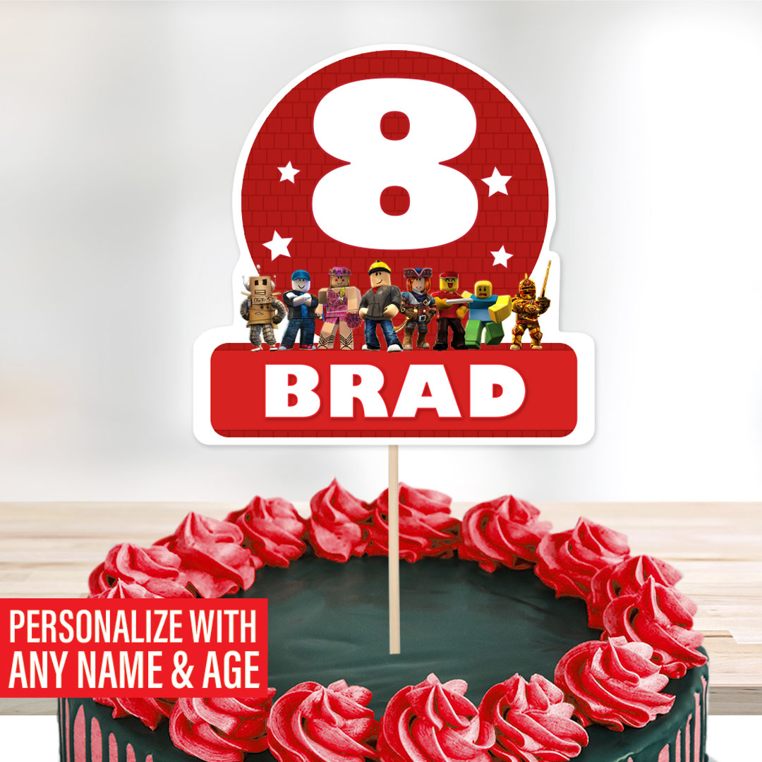 Roblox Cake Topper Personalised With Name & Age / Birthday 