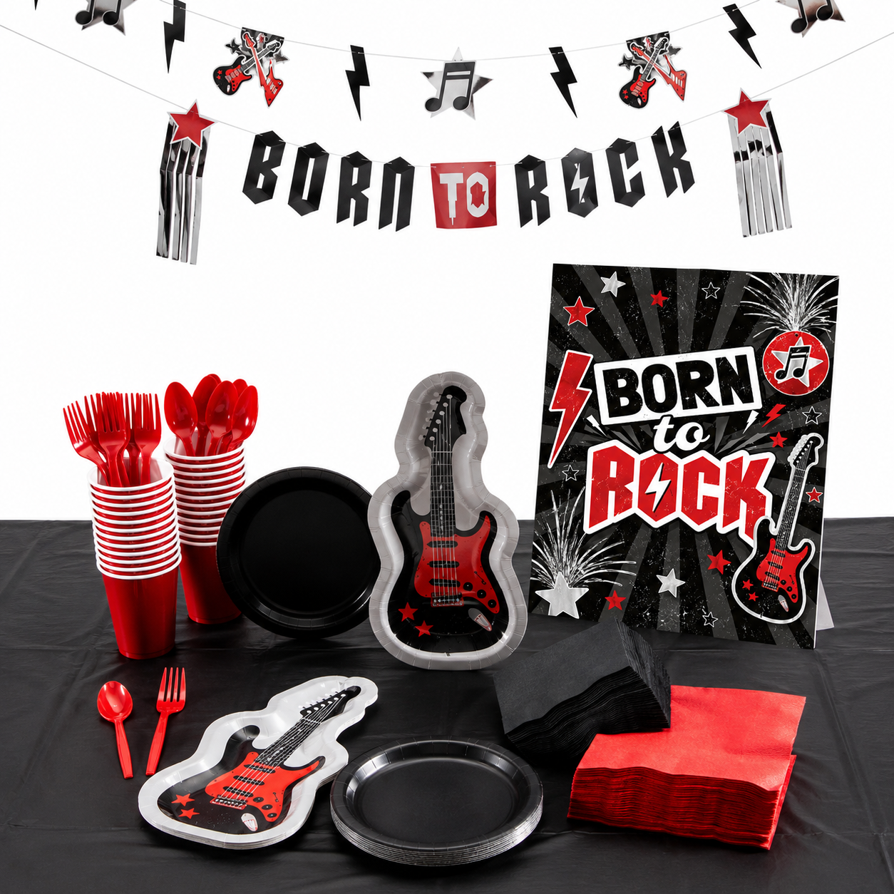 Rock Star Party Tableware Kit for 8 Guests