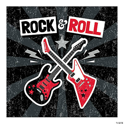 Rock and Roll Music Themed Party Decorations, Black Red Born to Rock Foil  Balloon Banner, Rockstar Cake Topper, Rock Guitar Cupcake Toppers, Leopard