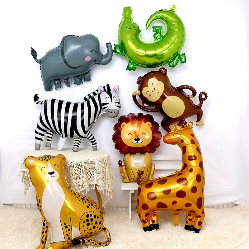 Safari Animal Large Shaped Foil Balloon Set 7pcs