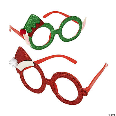 Santa & Elf Christmas Glitter Glasses-12 Pack