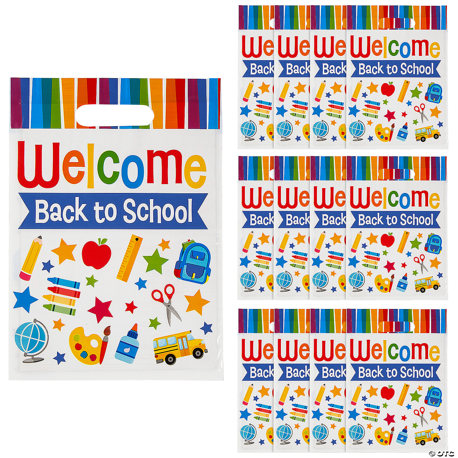 Welcome Back to School Plastic Treat Bags-12 Pack