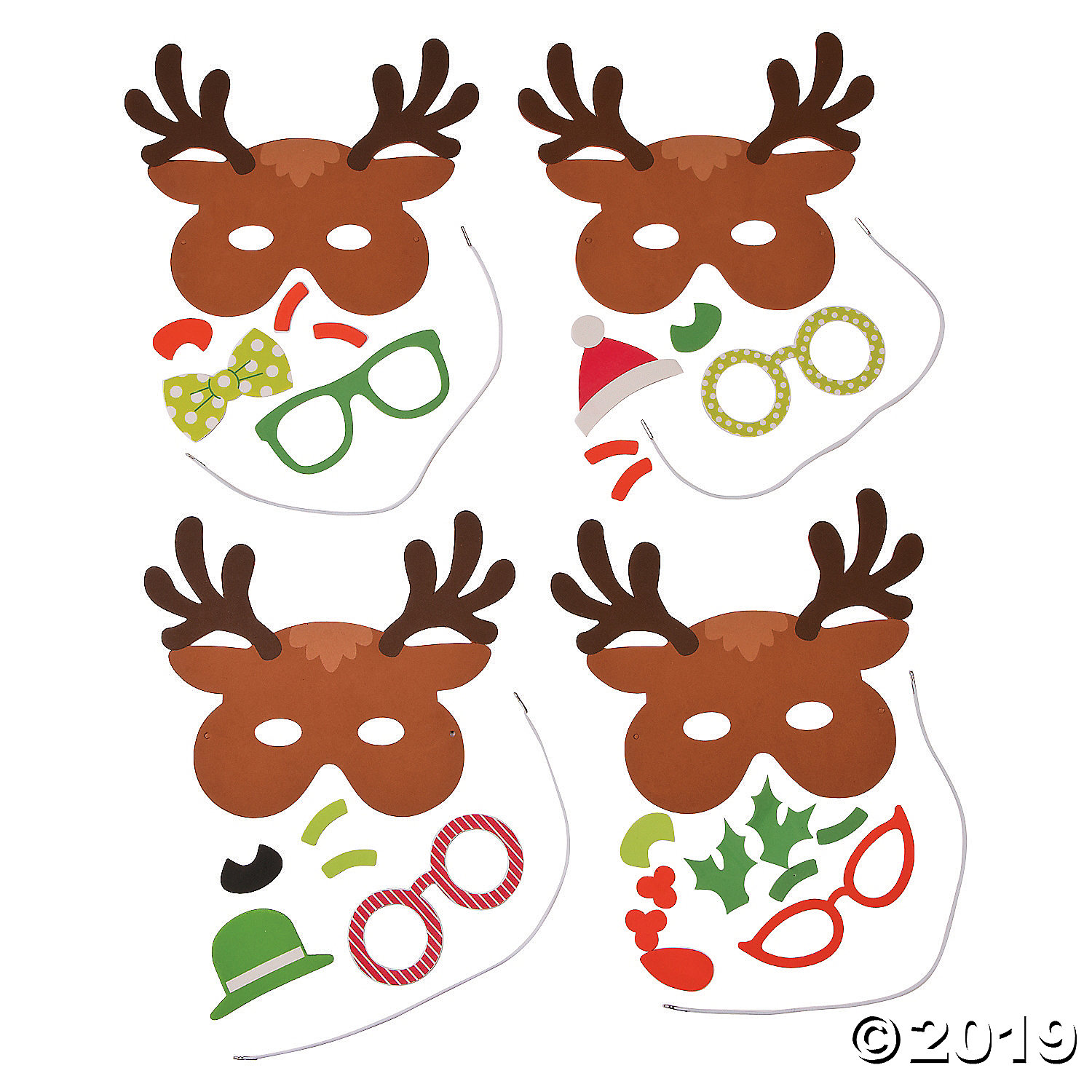 Foam Silly Reindeer Mask Craft Kit-12 Pack