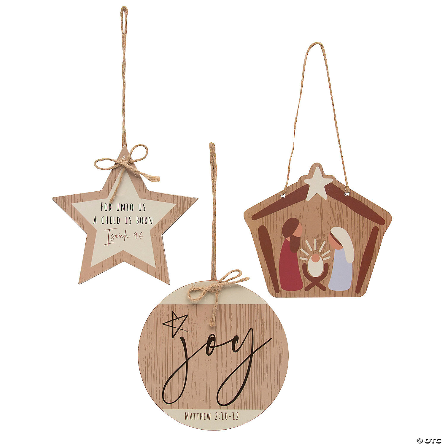 Simple Nativity Wood Ornaments - 12Pk
