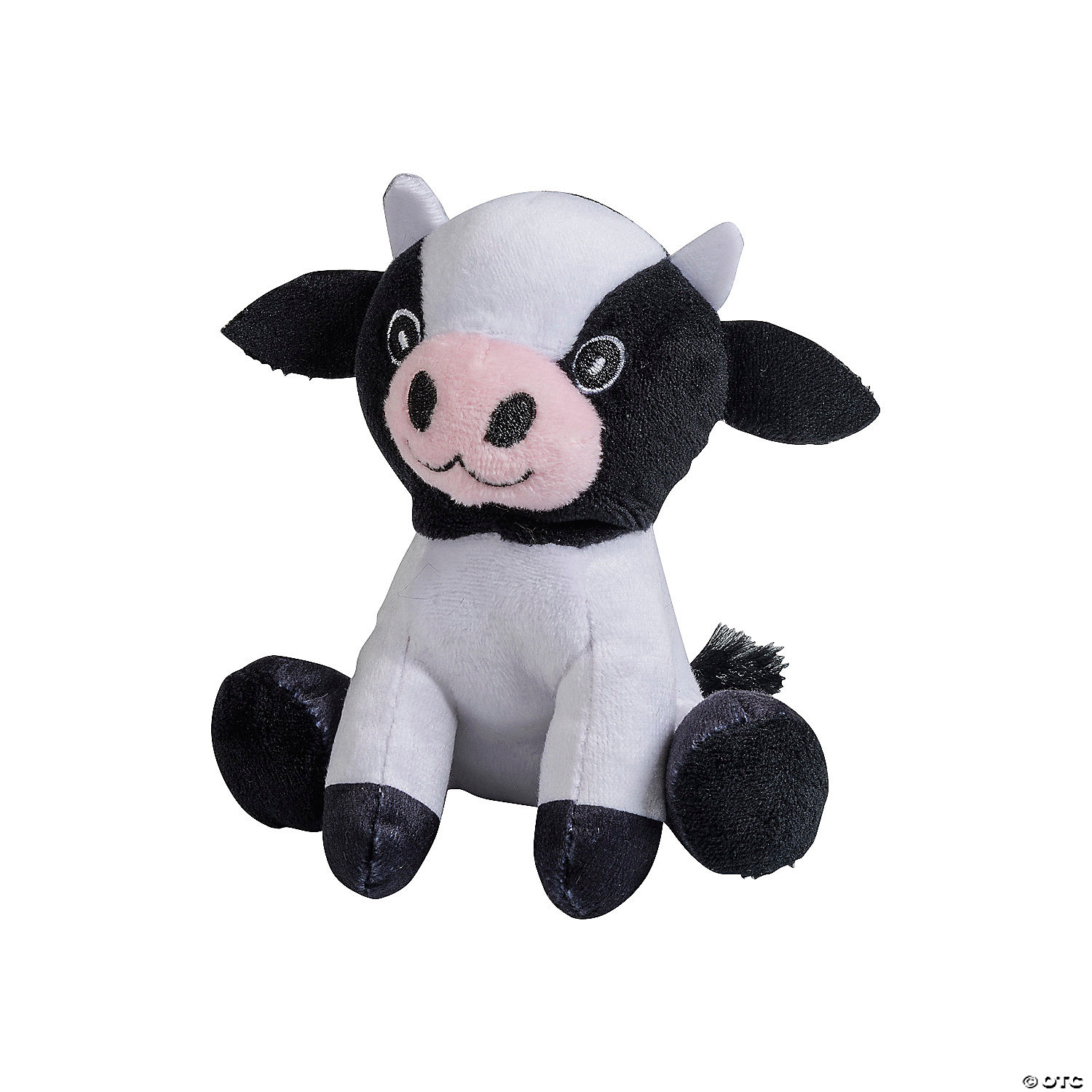 Sitting Black & White Plush Cow