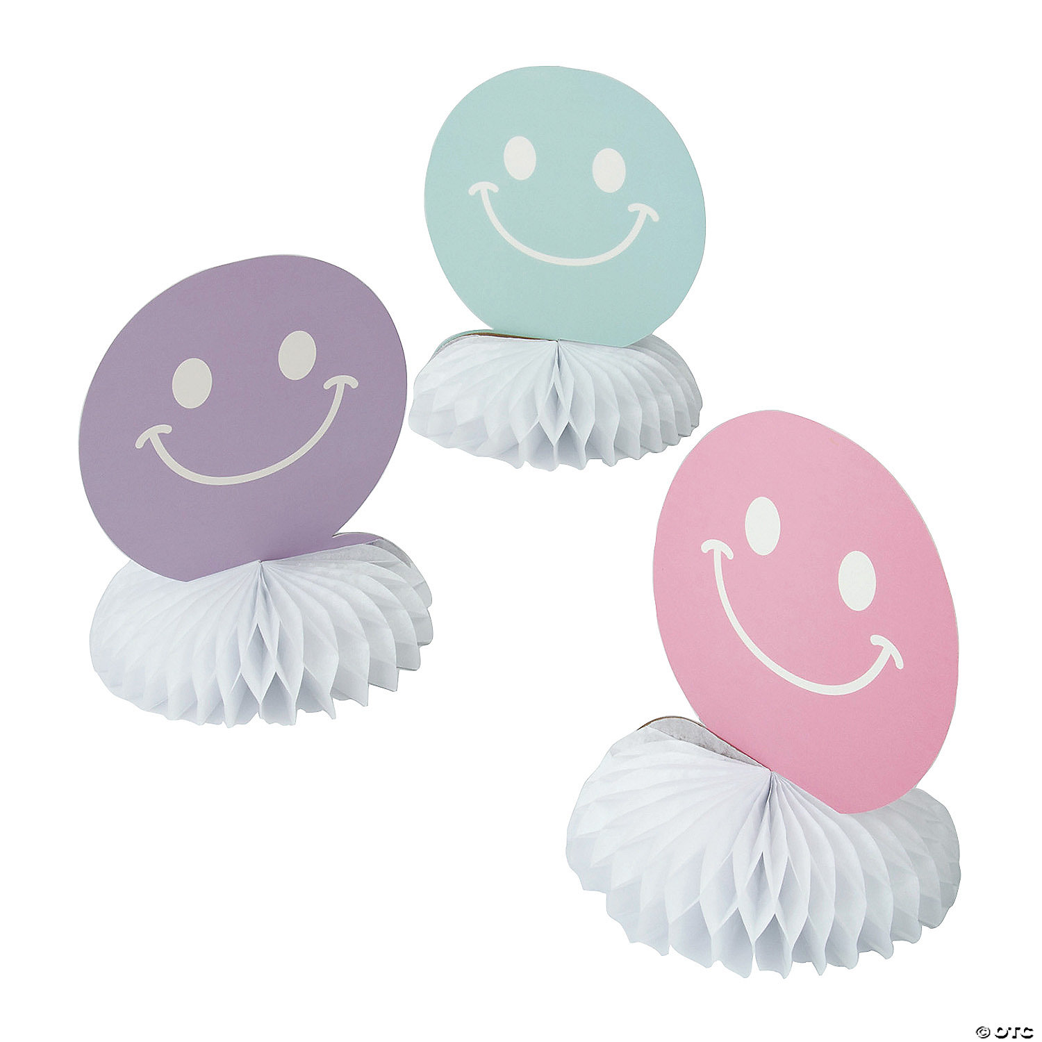 Pastel Smile Face Party Honeycomb Centerpiece-3Pk