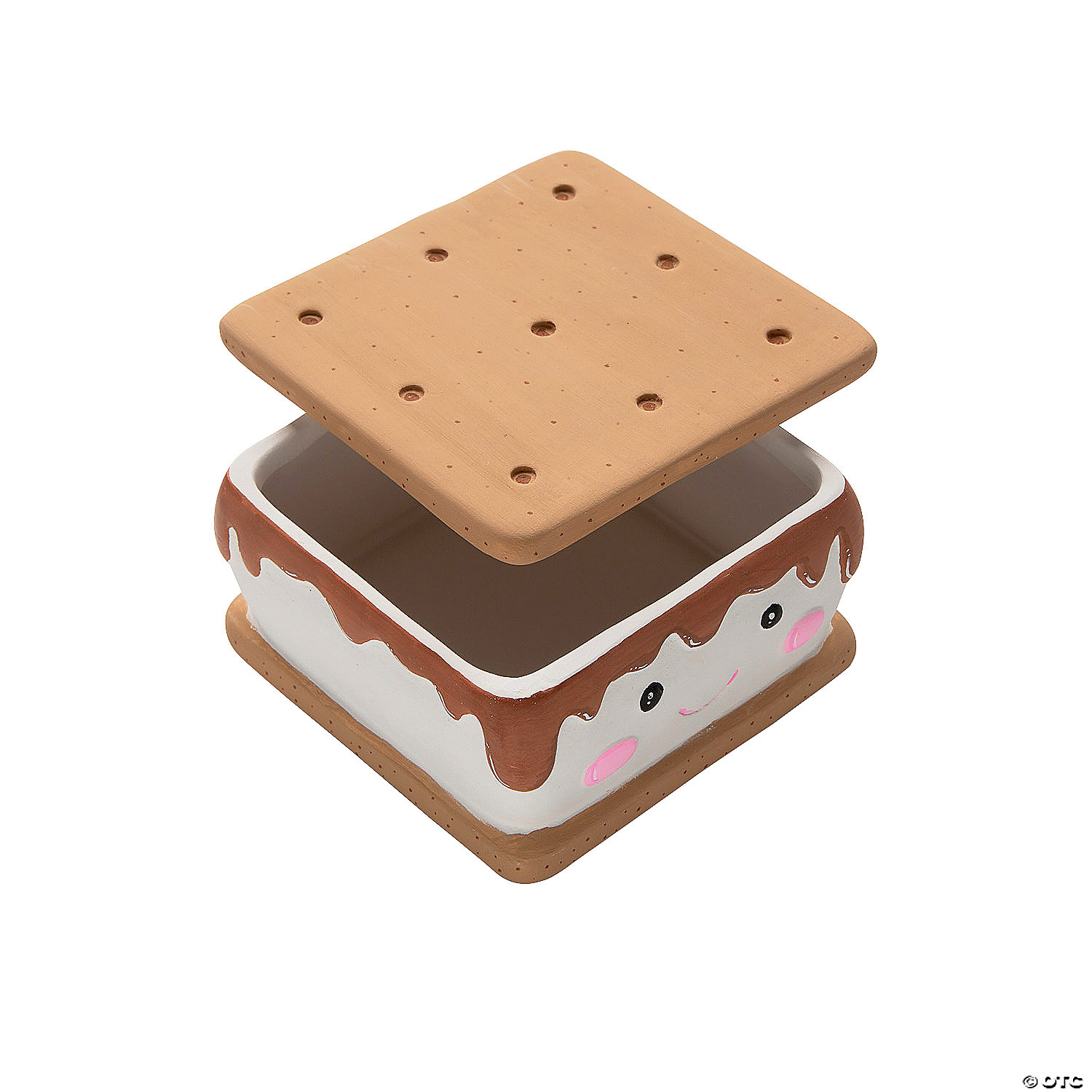 DIY Unglazed Ceramic Smiling S'more Boxes-12Pk