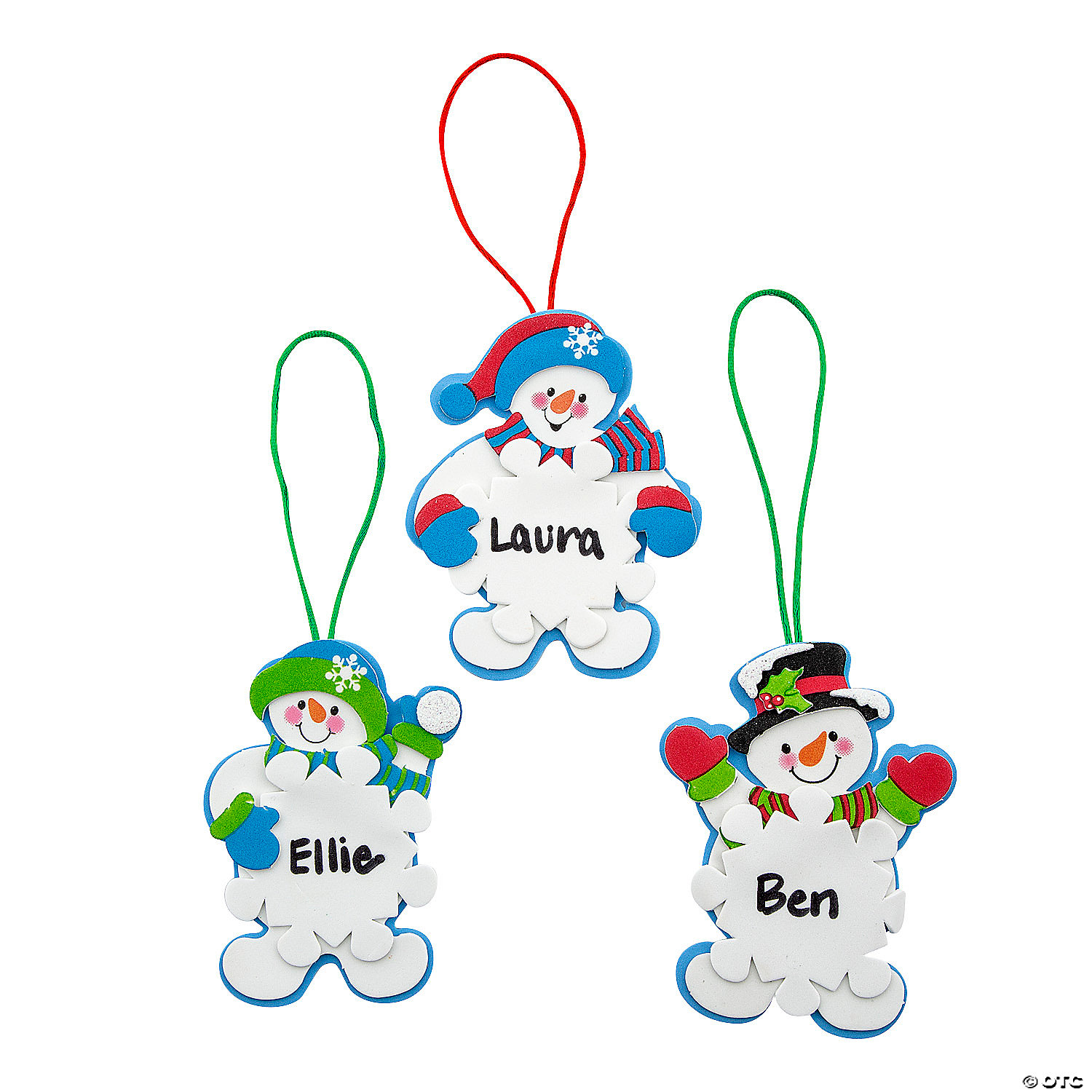 Foam Snowman Snowflake Christmas Ornament Craft Kit 12 Pk