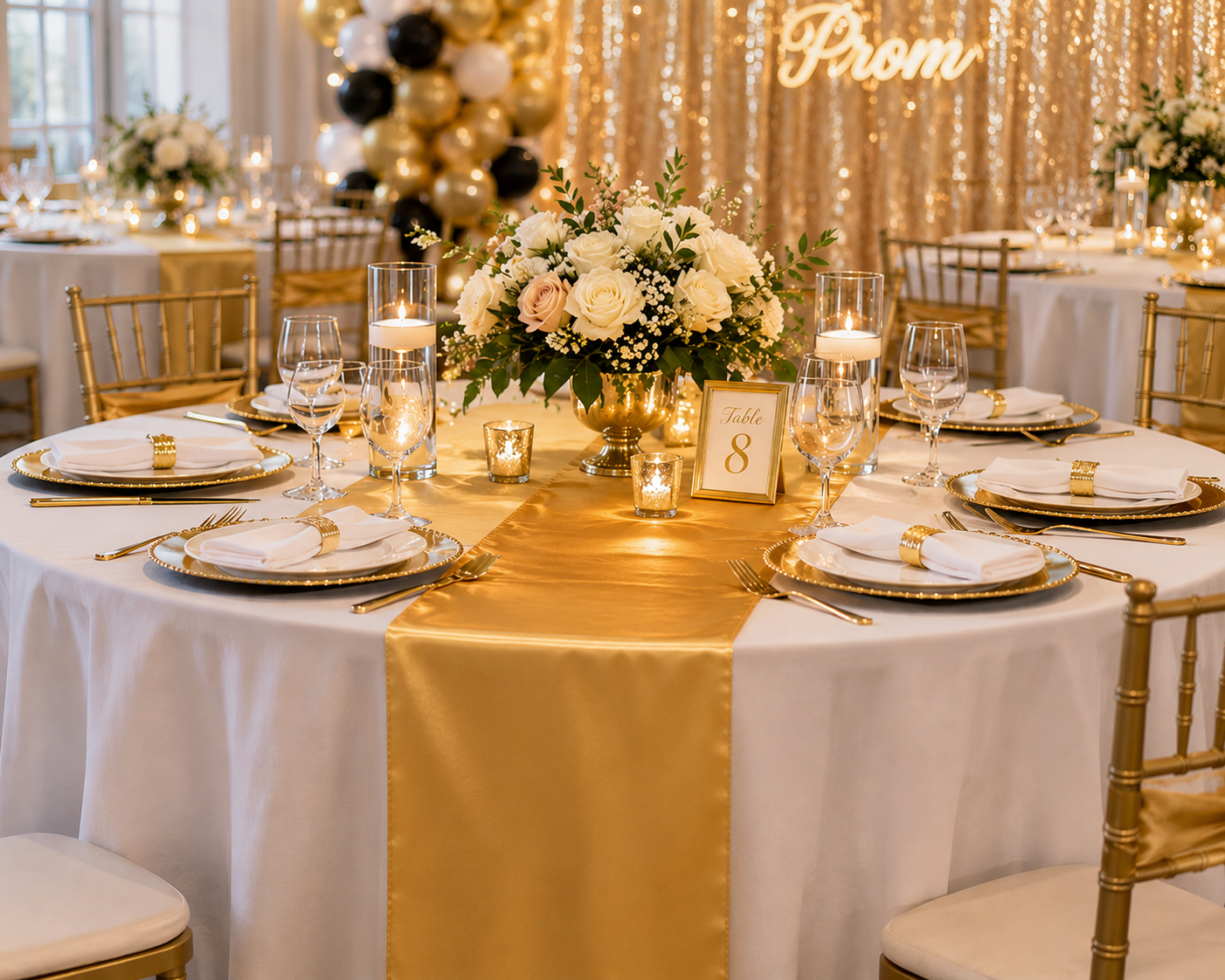Soft Gold Satin Fabric Table Runner - 108