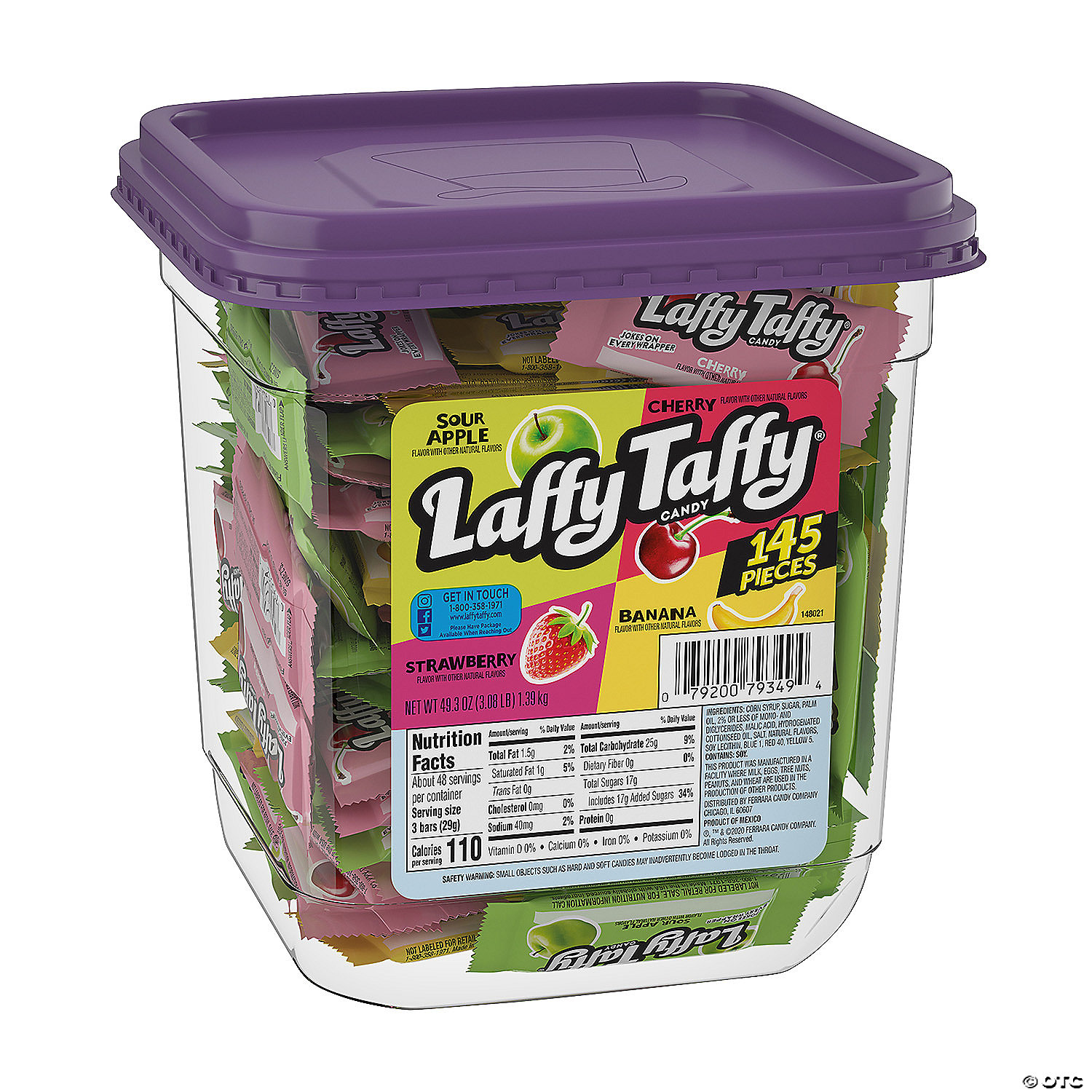 Laffy Taffy Assorted Fruit Bar Tub - 145pcs