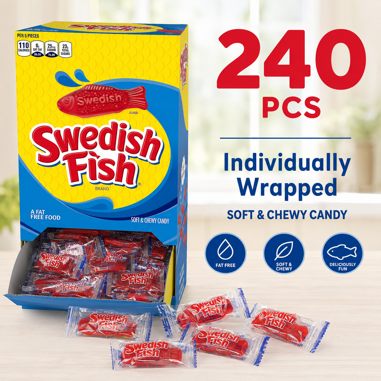 Swedish Fish Individually Wrapped Candy - 240pcs