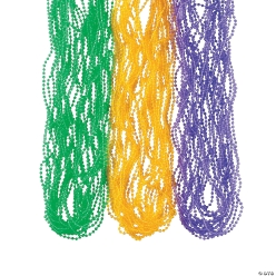Small Metallic Mardi Gras Beads - 144pk