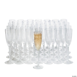 Bulk Premium Plastic Etched Champagne Flutes-100Pk