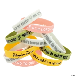 Bulk Religious Inspirational Sayings Silicone Bracelets-100Pk