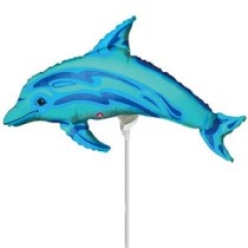 Ocean Blue Dolphin Shaped Airfill Balloon
