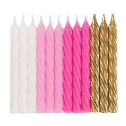 70% OFF: Pink White & Gold Premium Candles - 24 PK