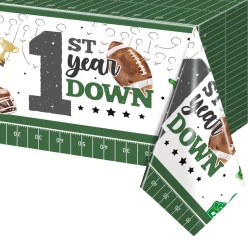 Football 1st Birthday Plastic Tablecover