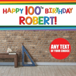 Rainbow 100th PERSONALIZED Giant Vinyl Keepsake Banner