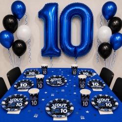 10th Birthday Blue Double Digits Party Kit for 10