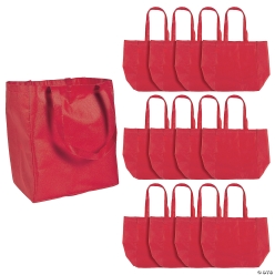 Red Shopper Tote Bags -12Pk