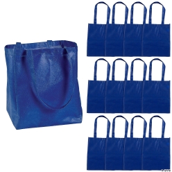 Blue Shopper Tote Bags -12Pk