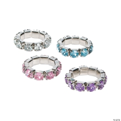 Rhinestone Stretch Rings - 24 Pack