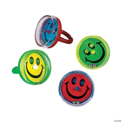 Smile Face Pill Puzzle Rings - 72 Pack