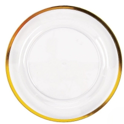 70% OFF: Premium Clear Plastic Dinner Plates with Gold Trim 25PK