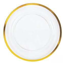 70% OFF: Clear Plastic Dessert Plates with Gold Trim-25Pk