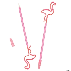 Pink Pens with Silhouette Flamingo Toppers - 12Pk