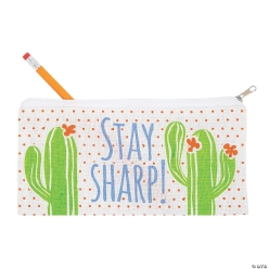 Canvas Cactus Pencil Cases - 12pk