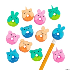 Donut Animal Pencil Top Erasers - 24Pk