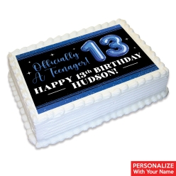 13th Birthday Boy Personalized Cake Edible Icing