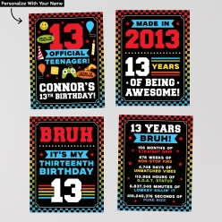 Official Teenager 13th Birthday Personalized Cutouts - 4 PACK