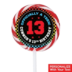 Official Teenager 13th Birthday PERSONALIZED Lollipops - 12 Pk