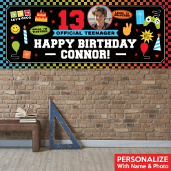 Official Teenager 13th Birthday PHOTO PERSONALIZED Vinyl Banner