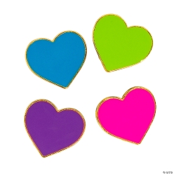 Colourful Heart Pins - 12Pk