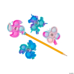 Popping Spinner Pencil Topper Fidget Toys - 12Pk