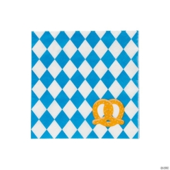 Oktoberfest Blue & White Beverage Napkins - 16pk